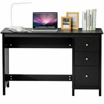 Resenkos 3-Drawer Home Office Study Computer Desk with Spacious Desktop-Black, Home Office Desks, Gaming Computer Desks for Study,Working,Writing