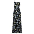 thumbnail image 2 of Kitsin Womens Deep V Neck Floral Adjustable Spaghetti Strap Sundresses Beach Maxi Dress with Pockets, 2 of 7