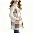 thumbnail image 3 of WOYY Teen Girls Reversible Vest Plaid Sleeveless Jacket with Pocket, Sizes 13-14, 3 of 8