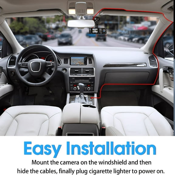 GJX Dual Dash Cam Front and Inside Dash Camera for Cars IR Night Vision Car Camera