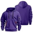 thumbnail image 4 of Sweatshirt for Men,Casual Button Up Hoodie Side Pockets Comfortable Pullover for Streetwear Daily Wear,Men Hoodies,05 Purple,M, 4 of 6