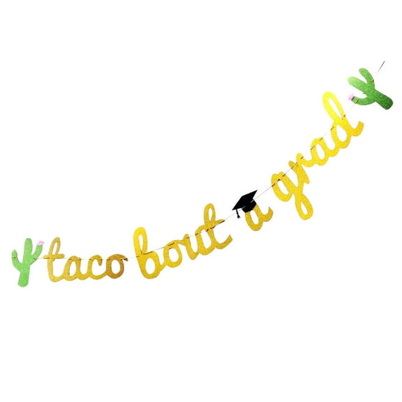 MOKKHNB Taco Bout A Grad Banner Yellow Paper 1Pcs 5.5x3.9in