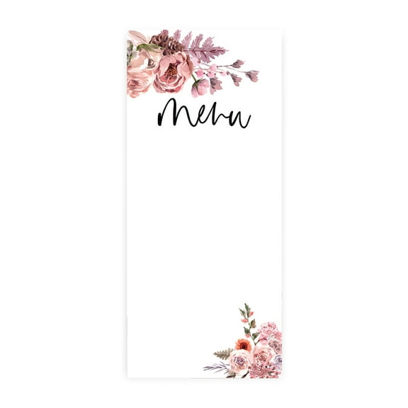 Koyal Wholesale Cinnamon Rose Florals Printable Wedding Paper Menu Cards for DIY Printer, Pack of 52