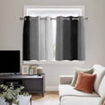 thumbnail image 5 of Black Gray Ombre Kitchen Curtains Short 54 Inch Length, Vintage Country Wooden Grommet Top Bedroom Living Room Curtains, Light Filtering Cafe Curtain Drapes 2 Panels Set 84''x54'', 5 of 9