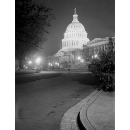 USA Washington DC Capitol Building at Night East front and Senate wing Canvas Art -  (24 x