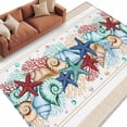 thumbnail image 2 of Summer Marine Washable Living Room Rugs 5'x8', Life Beach Starfish Shell Coral Vintage Linen Low Pile Throw Large Area Rug Non-Slip Sturdy Edge Binding Carpet for Living Room Kitchen Office, 2 of 9