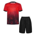 thumbnail image 2 of Alvivi Children's 2Pcs Quick-Dry Short Sleeve T-Shirt+ Shorts Activewear Set Breathable Basketball Football Sports Suit Red 7-8, 2 of 7
