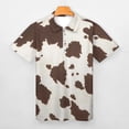 thumbnail image 3 of Brown Cowhide Leather Men Zipper T-shirt Summer Casual Short Sleeve T-shirt Top, 3 of 7