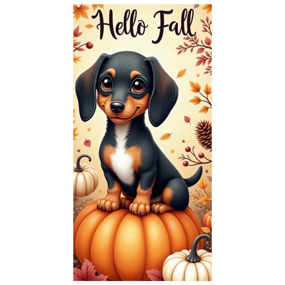 Decorative Design Autumn Banner Dachshund Fall Decoration for Seasonal Celebration Indoor Decor Outdoor Event