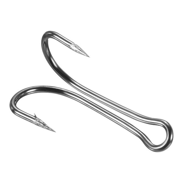Unique Bargains 10# 0.55' Carbon Steel Double Fish Hooks Sharp Barbed Frog Hook, Black 20 Pack