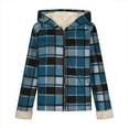 thumbnail image 3 of Winter Plaid Fleece Hooded Jackets for Women Fashion Casual Zip up Long Sleeves Warm Coat, 3 of 6