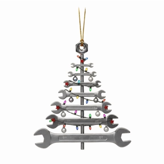 Beforeyayn Wrench Screwdriver Nut Ornament, Decorative Tool Shaped Metal Tree Hanging Decor, Rustic Industrial Style Christmas Decoration for Indoor Tree, Mantel, Holiday Display