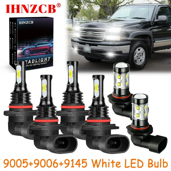 IHNZCB for Chevy Silverado 1500 2500 3500 2003-2006 White Led Headlights Bulb High Low Beam Fog Light,9005 9006 9145,HKB,Y01