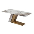 thumbnail image 3 of 71” Leavader L-shape Sintered Stone Square Dining Table Set For 6 People Kitchen Room with 6 Chairs, 3 of 7