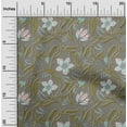 thumbnail image 1 of oneOone Georgette Viscose Medium Gray Fabric Leaves & Flower Floral Crafts Projects Decor Fabric Printed By The Yards 42 Inches Wide, 1 of 4