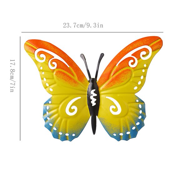 Girlsshop Metal Butterfly Wall Decor Butterflies Sculpture Iron Indoor Outdoor Hanging,blue