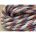 thumbnail image 2 of 3/8 x 200 ft. Premium Double Braid/Yacht Braid Polyester, White With Red and Blue Tracers Nautical Rope. Made in USA, 2 of 5
