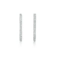 thumbnail image 5 of Sterling Silver 17mm Hoop 0.16 cttw. Diamond Earrings - Women's Romantic Present, 5 of 7