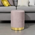 thumbnail image 5 of Joveco Round Velvet Ottoman, Upholstered Vanity Stool Footrest with Gold Metal Base, Modern Padded Makeup Chair for Bedroom Living Room （Pink）, 5 of 8