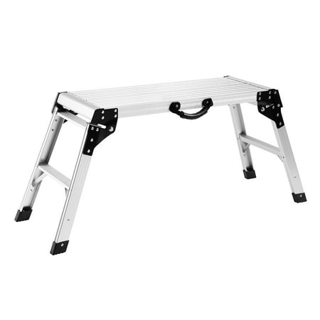 Finether 19.7 in High Aluminum Work Platform Drywall Step Up Folding Work Bench Stool Ladder for Painting, Washing Vehicles, Home Improvement, Commercial Use, 331 lbs. Weight