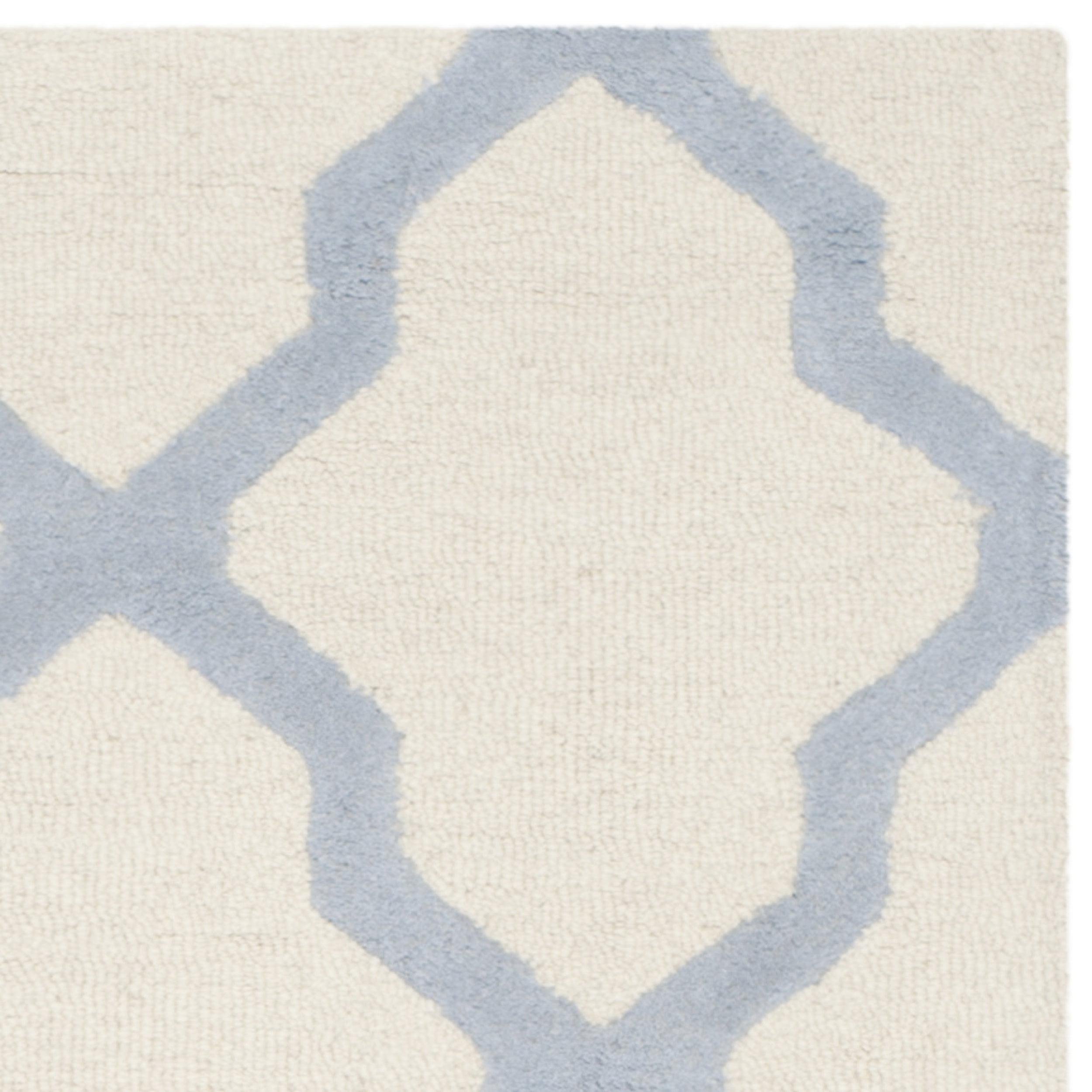SAFAVIEH Cambridge Liam Geometric Wool Area Rug, Ivory/Light Blue, 2'6" x 4'