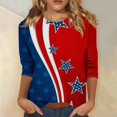 thumbnail image 2 of July 4th 3/4 Sleeve Shirts for Women American Flag Stars Stripes Shirts T-Shirt Cute Graphic Tees USA Flag Patriotic Tshirts Tunic Tops, 2 of 5