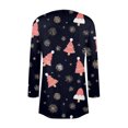 thumbnail image 4 of Women's Fashionable Loose-Fit Casual Cardigan with Christmas Print Mid-Length Coat for Holiday Outfits and Comfortable Wear,Navy,M, 4 of 7