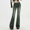 thumbnail image 5 of WTOBBY American Retro High Waist Flared Jeans, Women's Embroidered Distressed Street Style Slim Fit Floor-Length Flare Pants, Fashionable and Edgy Design,Blue XL, 5 of 8