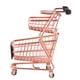 thumbnail image 3 of EeaseMX Mini carrito de compras de dos niveles para niños, juguete de simulación, carrito de comestibles, cesta de almacenamiento, carrito de oro rosa, 3 of 7