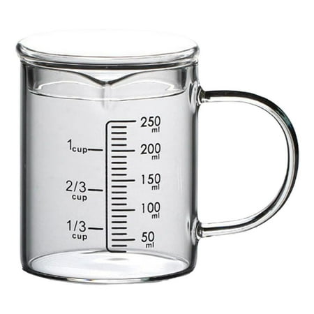 

Glass Measuring Cup V-Shaped Easy to Read with Lid Food Grade Kitchen Accesssories Beaker for Kitchen Baking Restaurant - 250ml