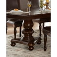 thumbnail image 3 of Traditional Dining Room Set: 7pc Brown Cherry Wood Table w/ Leaf &amp; 6 Chairs (Wood/Faux Leather). Seats 6. Extendable Rectangular Table for Elegant Dining., 3 of 13