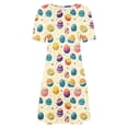 thumbnail image 4 of Vestido Corto para las Mujeres Cuello Redondo Manga Corta Impresa Suéter, Moda Casual Estilo Línea, 4 of 8