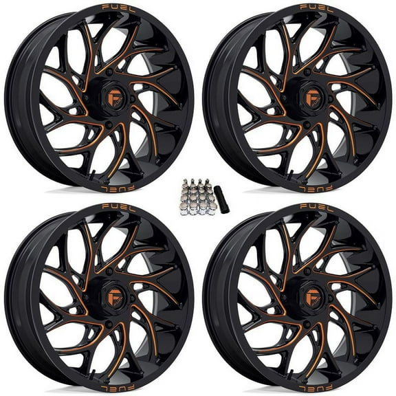 Fuel Runner 18" UTV Wheels Gloss Black/Orange Kawasaki Teryx Mule