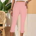 thumbnail image 4 of 90% off Clearance Sale! lcziwo Capri Leggings for Women Tummy Control Knee Length Ruffled Hem Cropped Leggings 2025 Summer Solid Comfy Milk Silk Capri Pants Pink XXL, 4 of 9