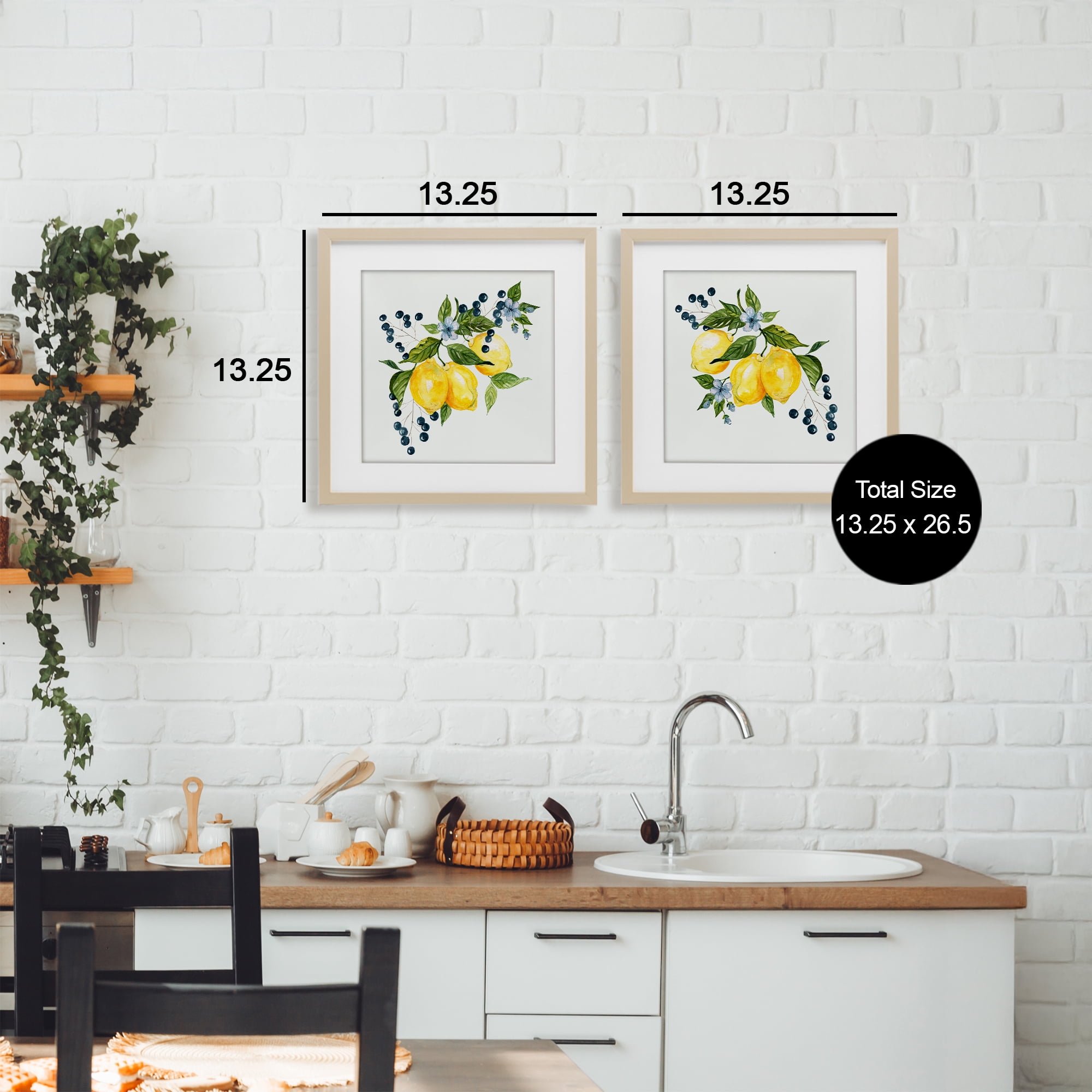 Stupell Industries Citrus & Berries Cluster 2 Piece Birch Framed Print Under Glass Set, design by Livi Finn