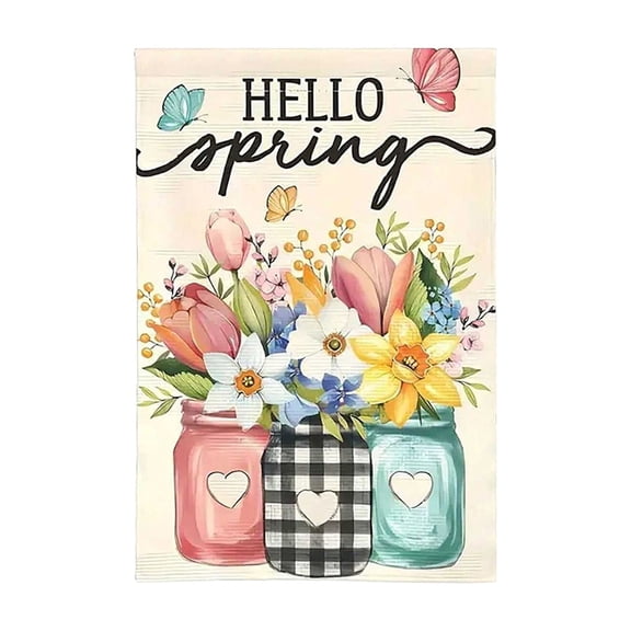 Easter Garden Flag 17.71x11.81in Multicolor Polyester Bunny Egg Flag Double-Sided Print Wear-Resistant Easy Hang Decor for Outdoor Porch Patio Balcony Fence Easter Holiday Decoration
