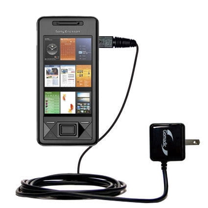 Gomadic Intelligent Compact AC Home Wall Charger suitable for the Sony Ericsson Xperia arc - High output power with a convenient, foldable plug design
