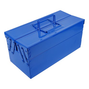 KAKOWELY Handheld Tools Box Tool Storage Box Iron Blue Durable Protection For Construction Site 1Pcs 34.0*16.3*16.3in