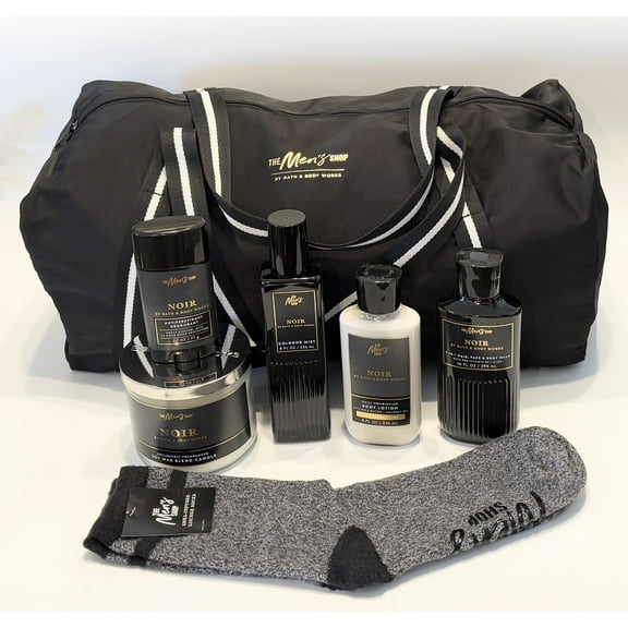Bath & Body Works Noir LARGE 7 Pcs Men's Collection Body Care Gift Set Travel Bag