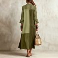 thumbnail image 5 of SAWOBUUN Womens Boho Striped Shirt Dress 3/4 Sleeve Color Block Button Maxi Dress Loose Fit Casual Beach Sundress, 5 of 5