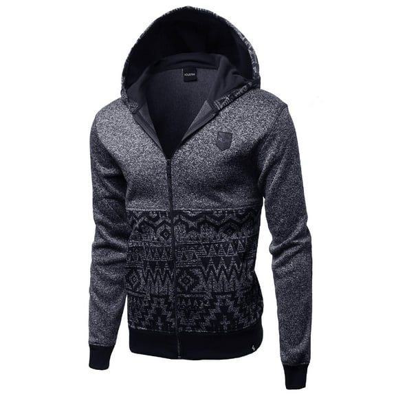 FashionOutfit Men's Fine Quality Plush Fleece Lined Zip up Hoodie Jacket