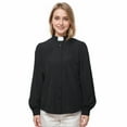 thumbnail image 3 of GRACEART Clergy Dress Shirt for Women Priest Shirts Long Sleeve Ministers Blouse With Flutter Sleeve, 3 of 8