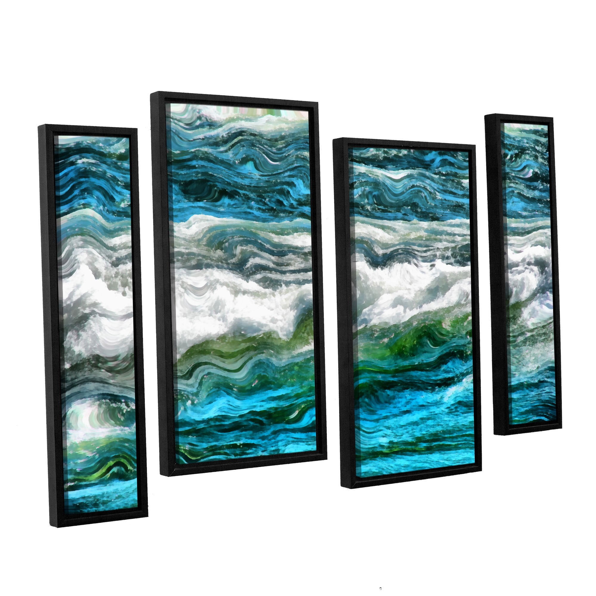 ArtWall Kevin Calkins "Cresting Waves 3.0" 4-Piece Floater Framed Canvas Staggered Set