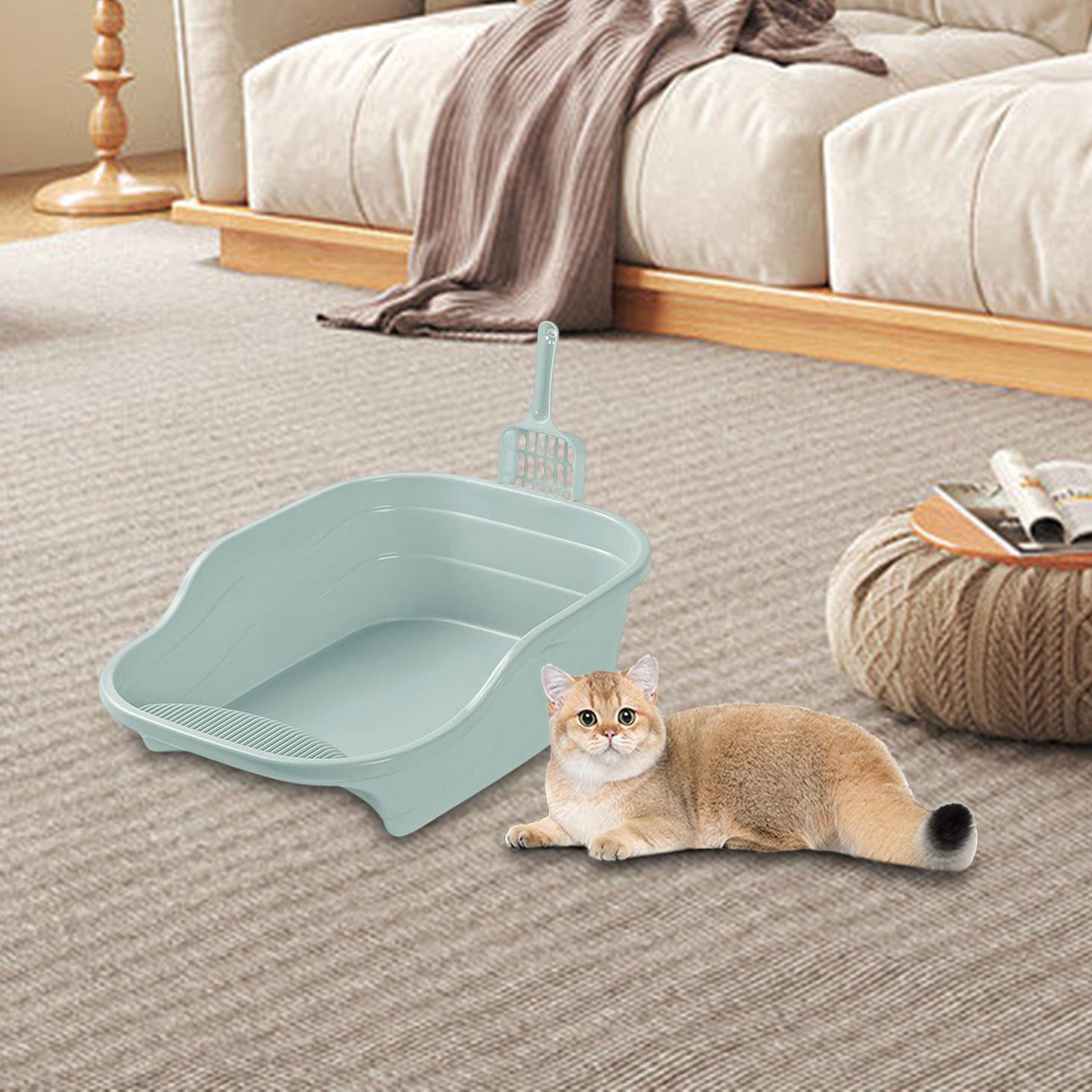 Fzaqwen Cat Anti Splashing High Sided Potty Toilet Portable Cat Sandbox Pet Blue