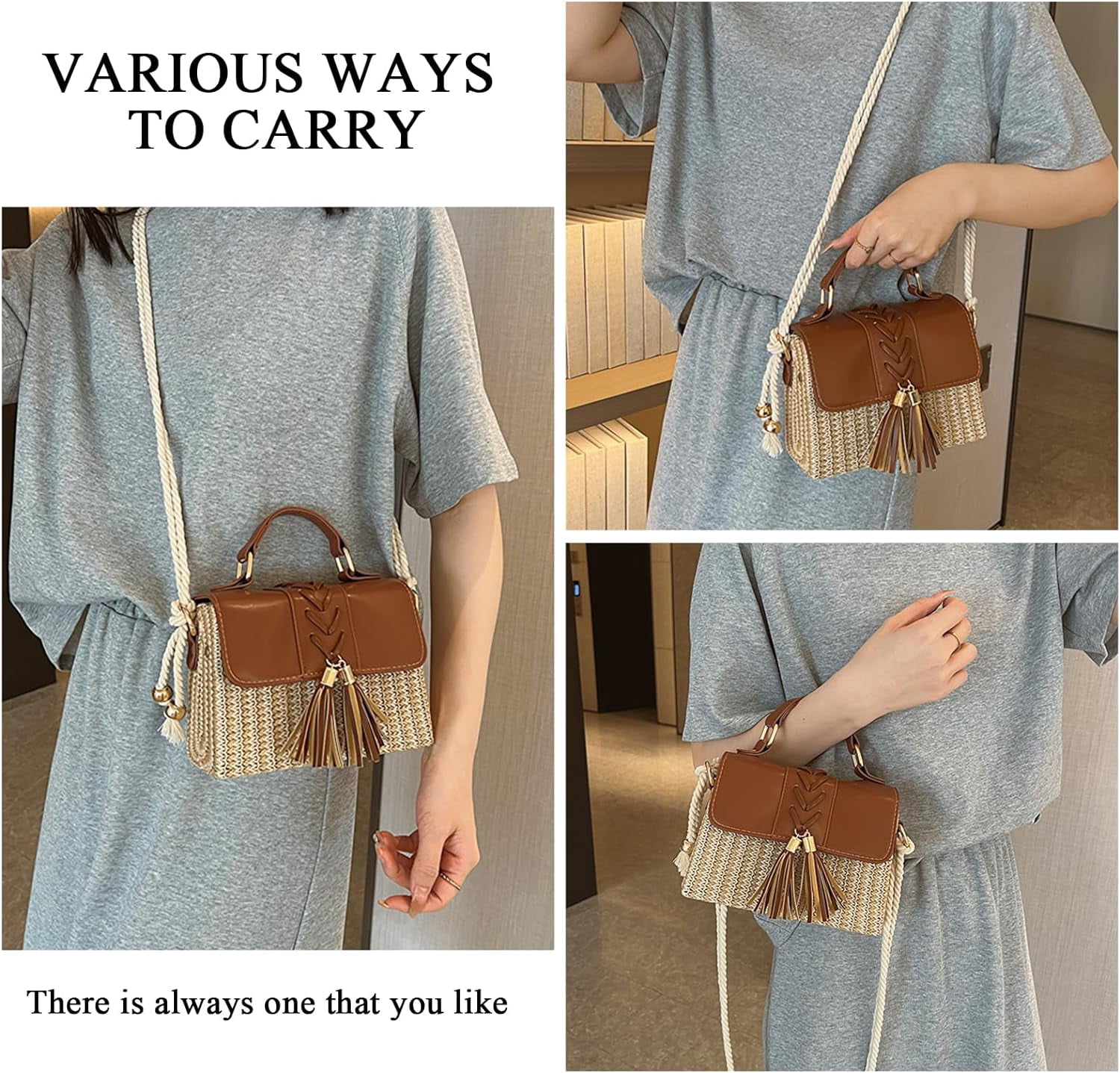 Straw Crossbody Bags for Women, Summer Straw Purses and Handbags Shoulder Clutch Bag for Vacation