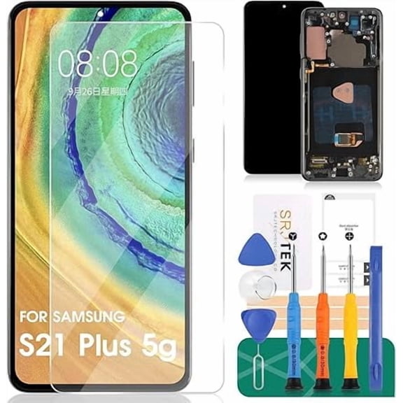 OLED for Samsung S21  5G LCD Screen Replacement for Galaxy S21 Plus 5g LCD Display SM-G996B SM-G996U 5G Digitizer Touch Screen Assembly Repair Part Black(with Frame,Fingerprint Function)