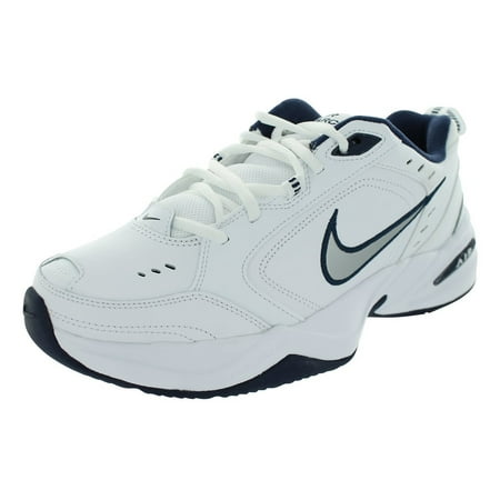 Nike Men's Nike Air Monarch IV Training Shoes 7.5 (White/Metallic Silver-Mid Navy)