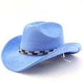 thumbnail image 2 of LILIYA Unisex Western Cowboy Hat with Metal Accent Braided Band Classic Wide Brim Headwear for Western Themed Events and Celebration Gatherings, 2 of 4