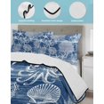 thumbnail image 3 of Twin XL Quilt Bedding Set, Navy Blue Coastal Reversible Summer Quilt 3 Pieces, Nautical Coral Starfish Shell Octopus Sea Lightweight Bedspreads Coverlets with 2 Pillow Shams for All Seasons, 3 of 5
