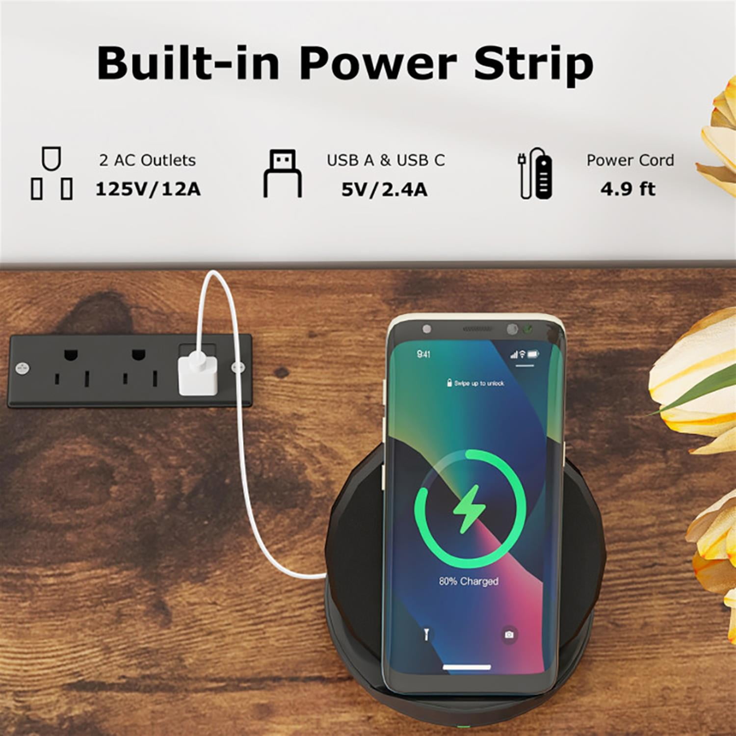 Demi Bonn TV Stand for 65" TVs, Entertainment Center with Power Outlet and 2 Cable Holes, Modern Media TV Console Table for Living Room Bedroom, Brown